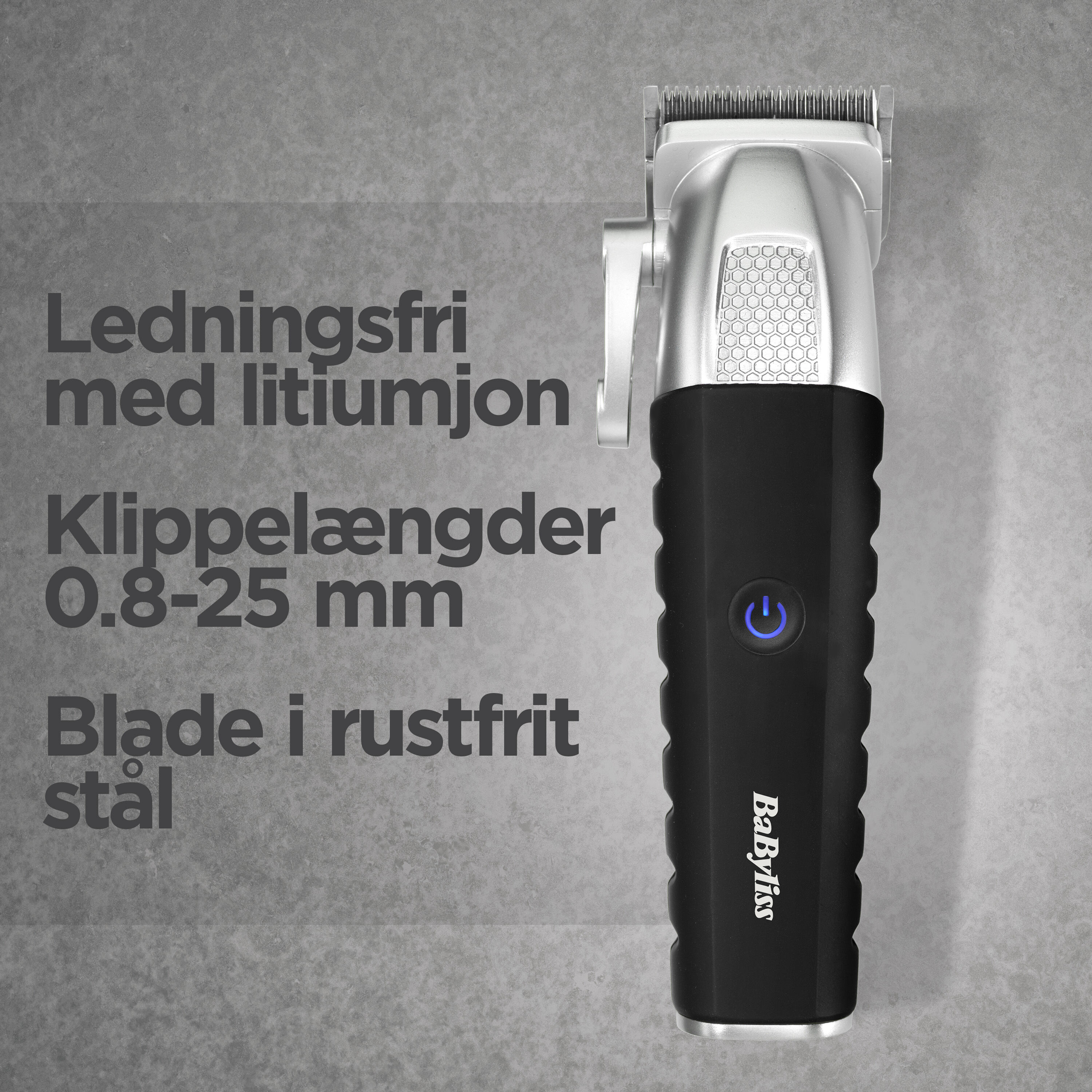 Ledningsfri med litiumjon, Klippel&aelig;ngder 0.5-25 mm, Blade i rustfrit st&aring;l